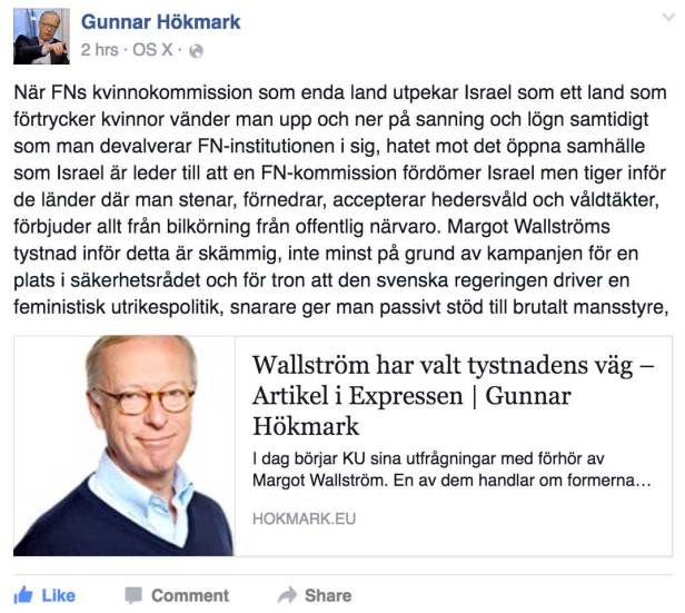 Gunnar Hökmark om Margot Wallström - feministisk utrikespolitik