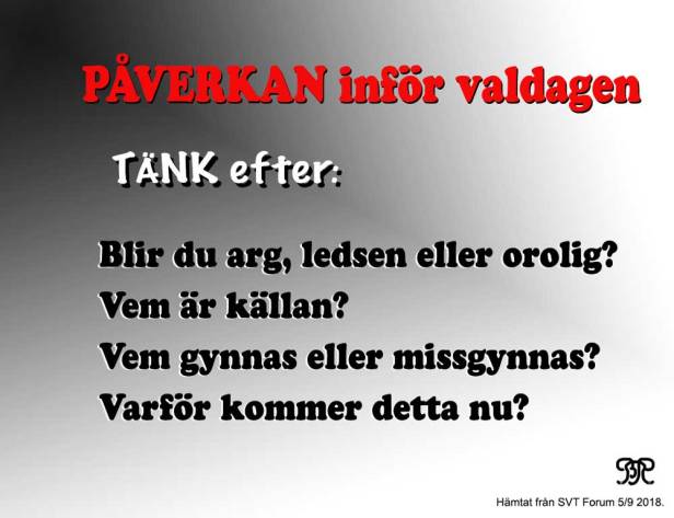 PÅVERKAN #val2018 - GÅ inte i FÄLLAN!